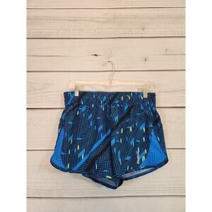 Reebok Women's Blue Black Printed‎ Elastic Waist Running Athletic Shorts Size XL